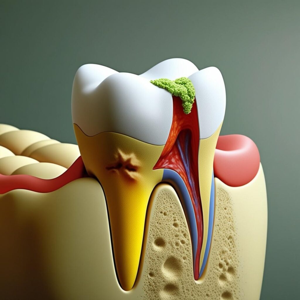 visible inflammation in the gum area.