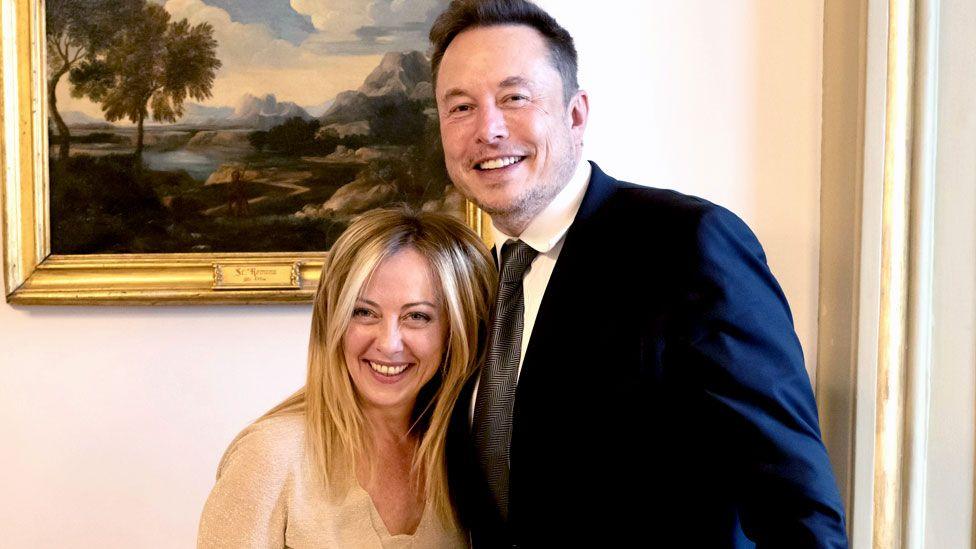 Georgia Meloni with Elon Musk