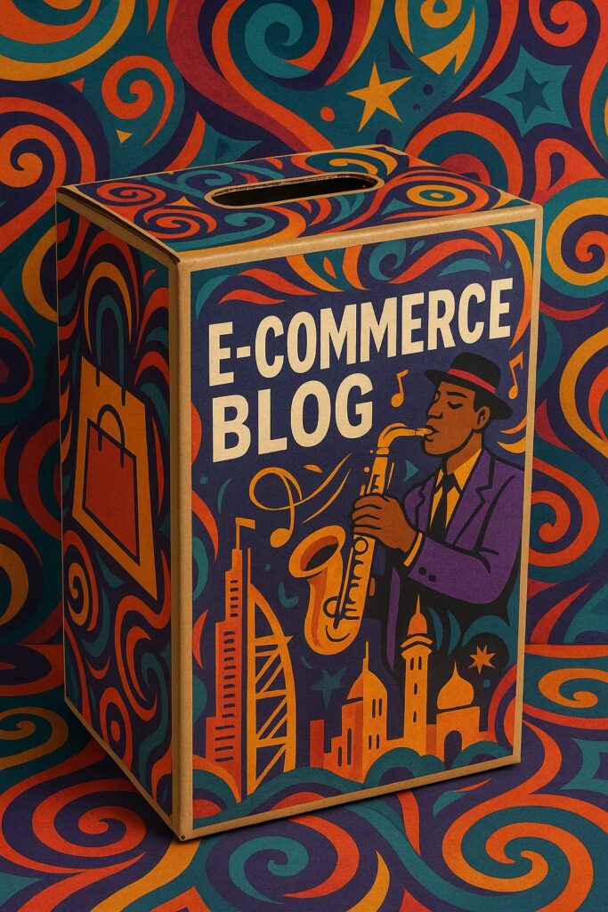business branding is about getting attention - carton box + ecommerce bag designed intellectually captures new audience when cartons and bags are carried around, transported and shipped