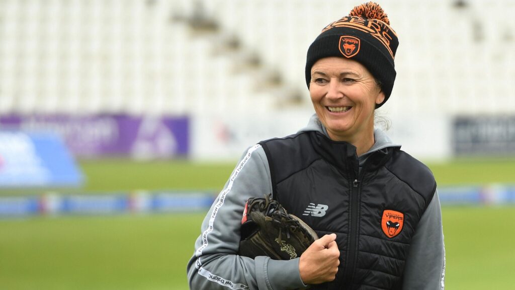Charlotte Edwards during England women's cricket training session.