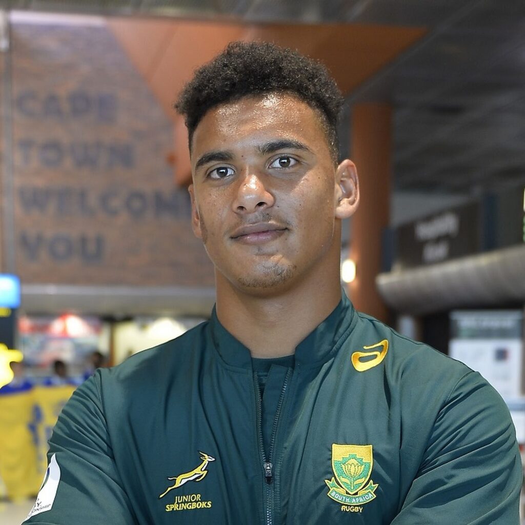 Young Juarno Augustus in South Africa U20 rugby jersey